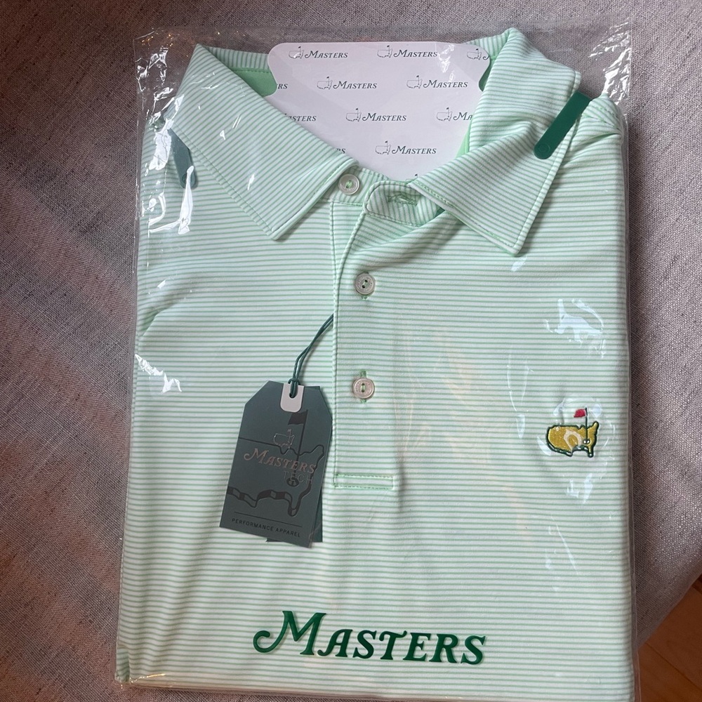Masters Light Green Striped Polo Shirt